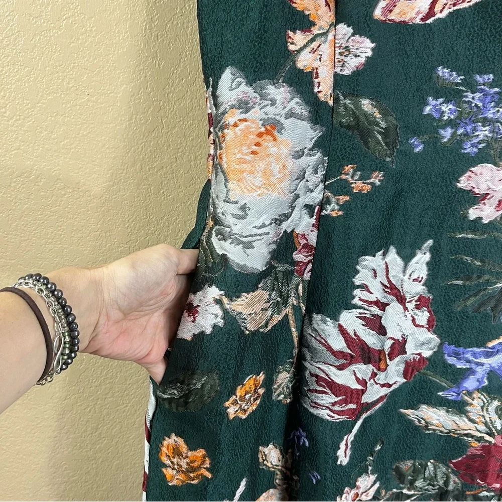 NWT Marchesa Notte Brocade Floral Green Midi Dress - Picture 6 of 10